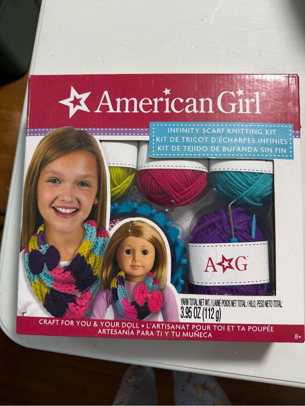 American Girl Infinity Scarf Knitting Kit - teal, purple, pink, lime